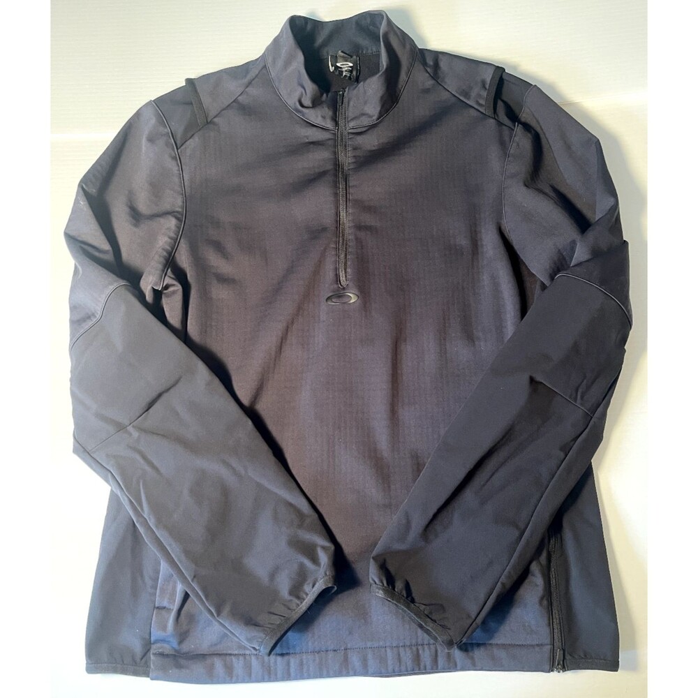 Oakley Regular Fit Pullover Sweatshirt Mens Medium Zip Long Sleeve Black Pockets